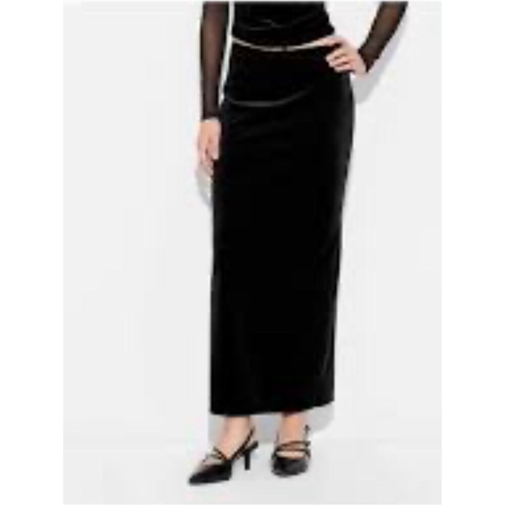 Wild Fable Elastic Waistband Black Velvet Maxi Skirt S